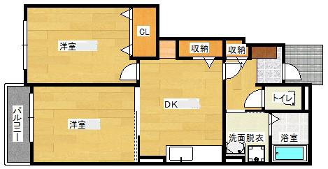城泉タケノA(2DK/1階)の間取り写真