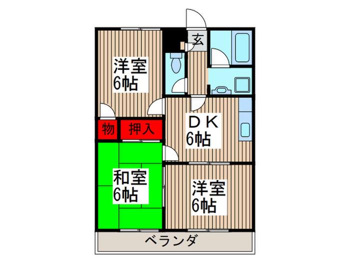 第3田中ハイツ(3DK/3階)の間取り写真