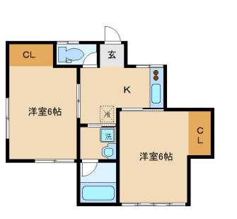 三恵荘(2K/1階)の間取り写真