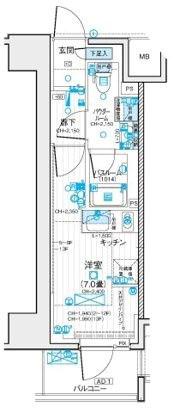 デュオステージ藤沢(1K/9階)の間取り写真