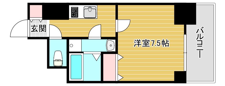 エグゼ難波南VI(1K/8階)の間取り写真