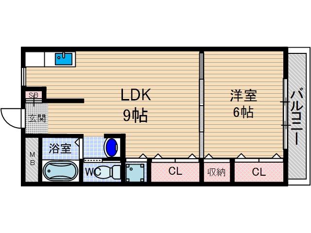 ヴィラ春日(1LDK/6階)の間取り写真