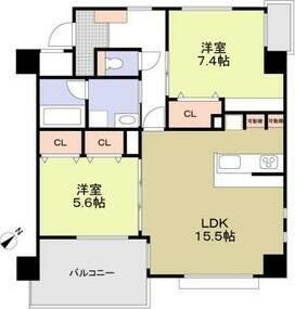 スエルテ鳥居松(2LDK/3階)の間取り写真