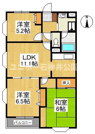 ヤマジンロージュ(3LDK/3階)の間取り写真