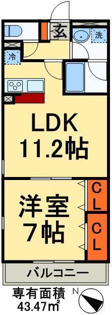 リブリ・シェーヌ(1LDK/2階)の間取り写真