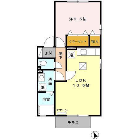 グランシャリオIII(1LDK/1階)の間取り写真