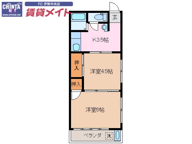 リージェンシー大世古(2K/2階)の間取り写真