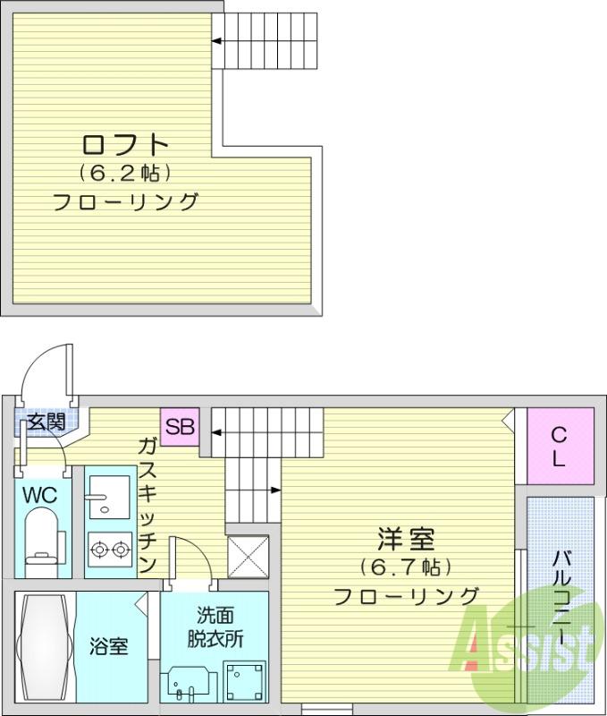 ハーモニーテラス南大野田(1K/1階)の間取り写真