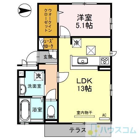 オリオンシリウス(1LDK/1階)の間取り写真