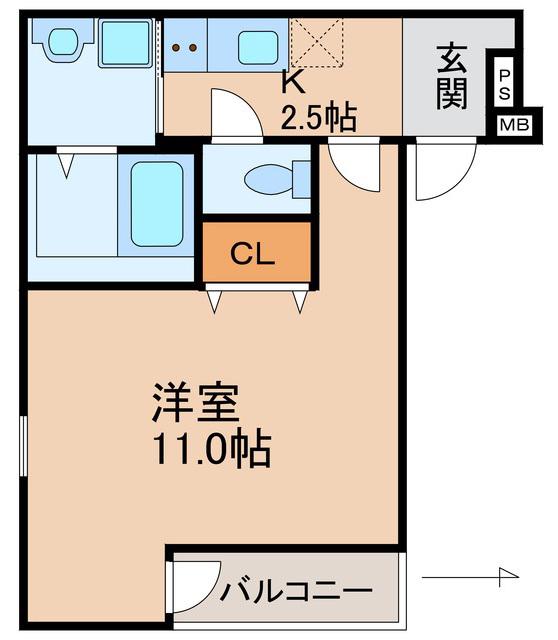フジパレス紀伊中ノ島イースト(1K/1階)の間取り写真