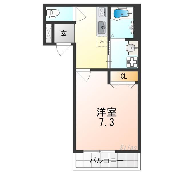 フジパレス山之内サウス(1K/1階)の間取り写真
