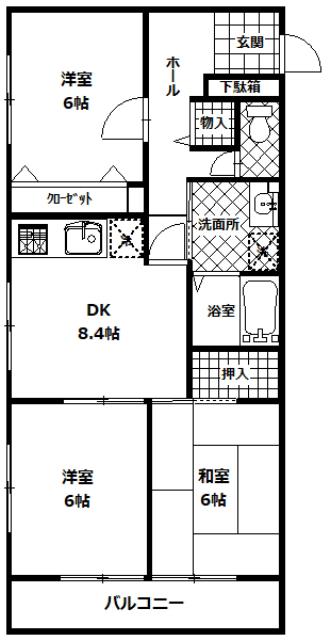 MAC青梅コート(3DK/2階)の間取り写真