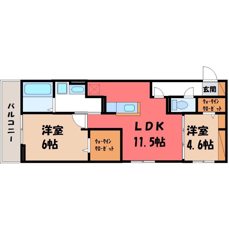 シャトン(2LDK/2階)の間取り写真