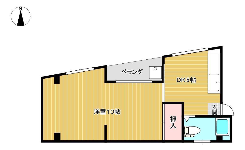 第5白木ビル(1DK/3階)の間取り写真