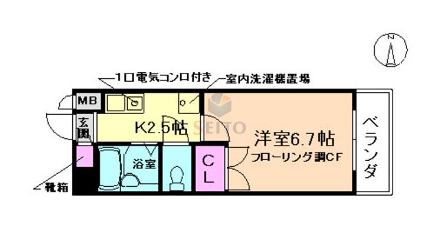 ハイツJUN3号館(1K/2階)の間取り写真