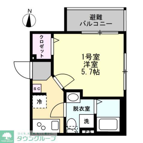 ベイルーム釜利谷東(1K/3階)の間取り写真