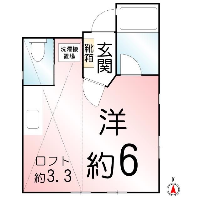 ドゥ クルール(ワンルーム/2階)の間取り写真