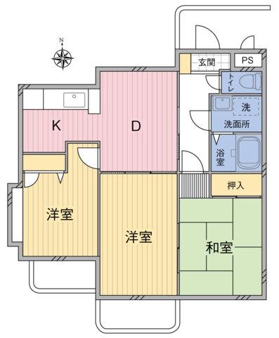 アルカサーノ永山(3DK/4階)の間取り写真