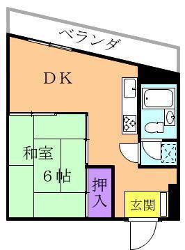 ゴールドショップ習志野(1DK/2階)の間取り写真