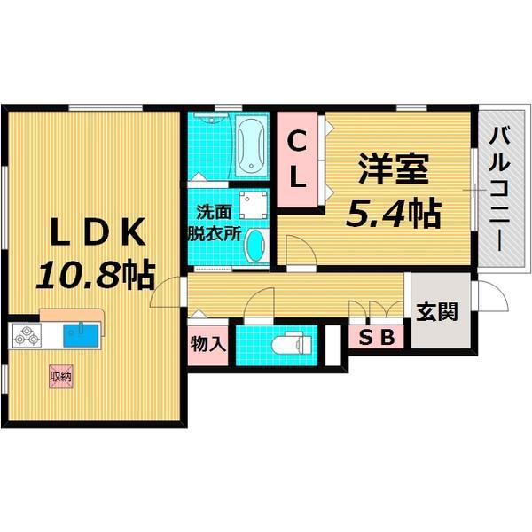 GRAN・CASA(1LDK/1階)の間取り写真