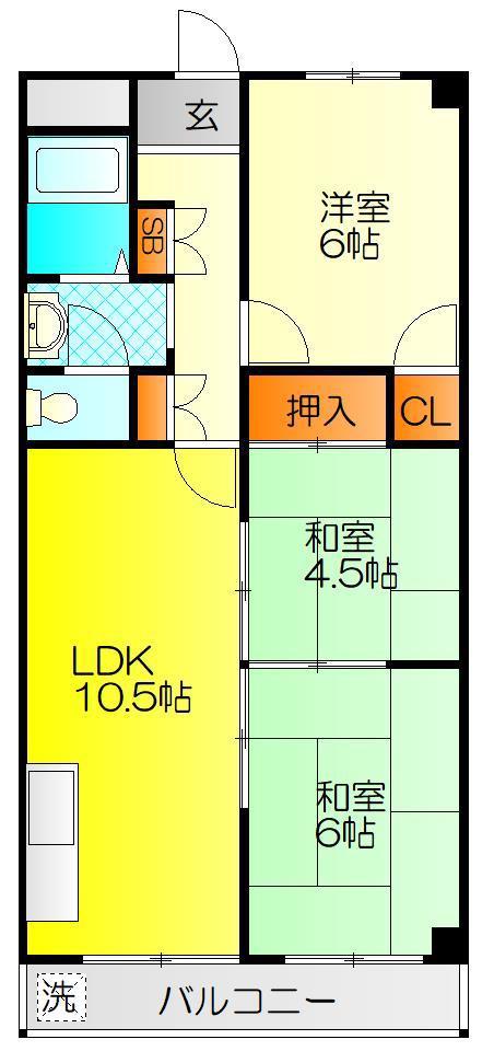 クレセントハイツ鶴見(3LDK/1階)の間取り写真