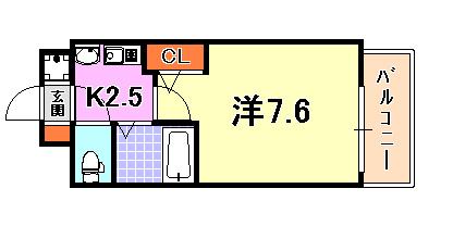 エステムコート三宮山手IIソアーレ(1K/8階)の間取り写真