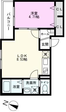 コンフォーティア八潮(1LDK/2階)の間取り写真