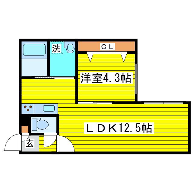 グラシアス北12条(1LDK/4階)の間取り写真