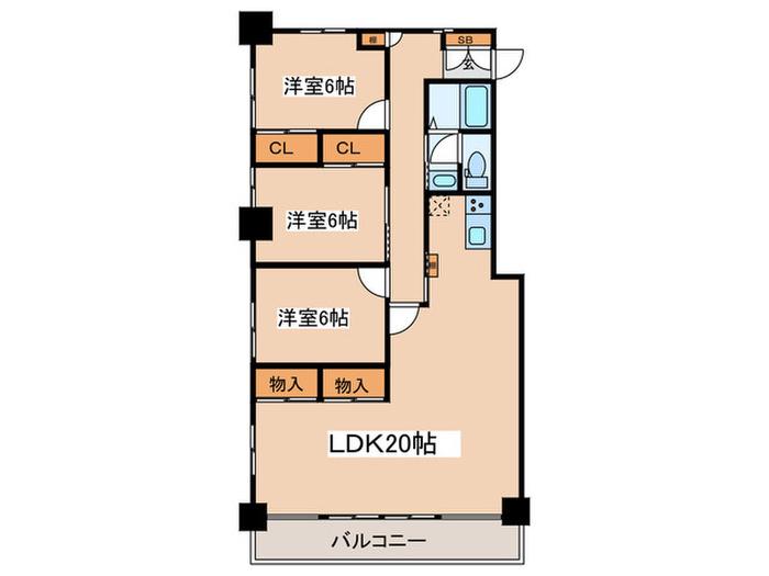 弥生ハウス(3LDK/2階)の間取り写真