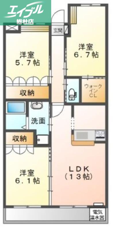 サンセール ラパン(3LDK/1階)の間取り写真