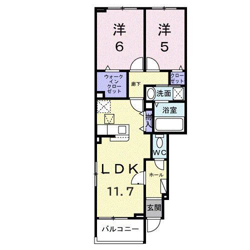 ベル エリタージュ(2LDK/1階)の間取り写真