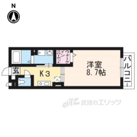 グラシア城南の森(1K/2階)の間取り写真