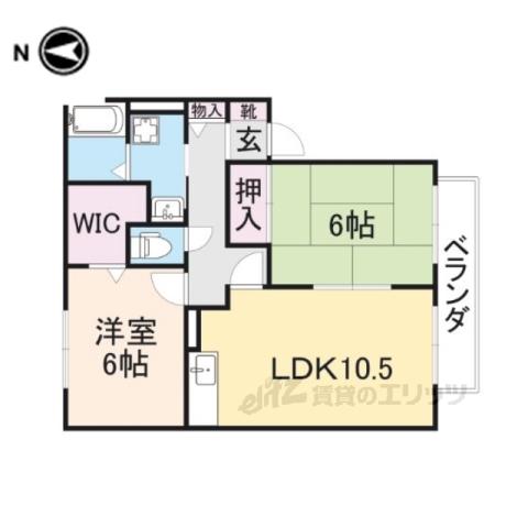 セジュール嘉平 W棟(2LDK/1階)の間取り写真