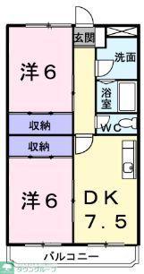 エイムフルあさぎ(2DK/2階)の間取り写真
