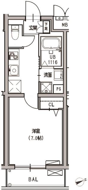 MDM早稲田 エムディーエム早稲田(1K/2階)の間取り写真