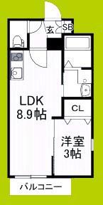 フィアスコート白鷺駅前(1LDK/3階)の間取り写真