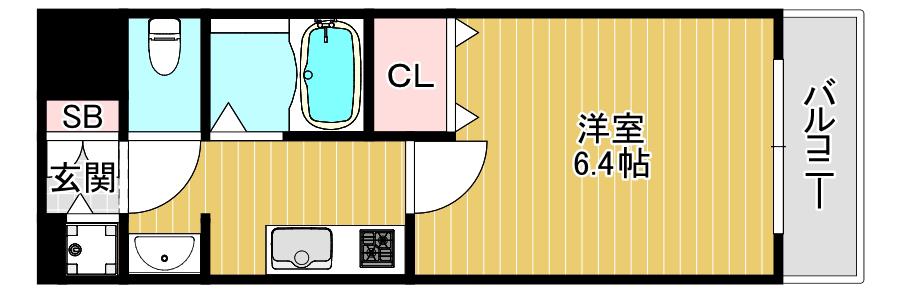 プレサンス城北公園アクアージュ(1K/7階)の間取り写真