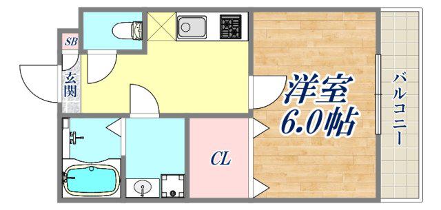 リュミエール道意町(1K/2階)の間取り写真