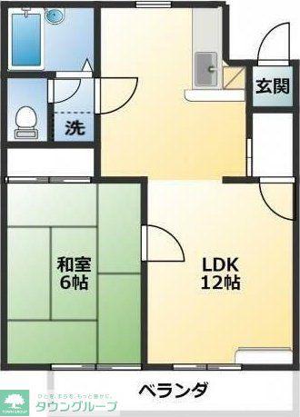 貸アパート 前橋市元総社町3丁目(1LDK/2階)の間取り写真