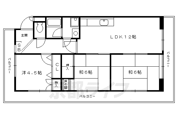 ソシアル大山崎(3LDK/3階)の間取り写真