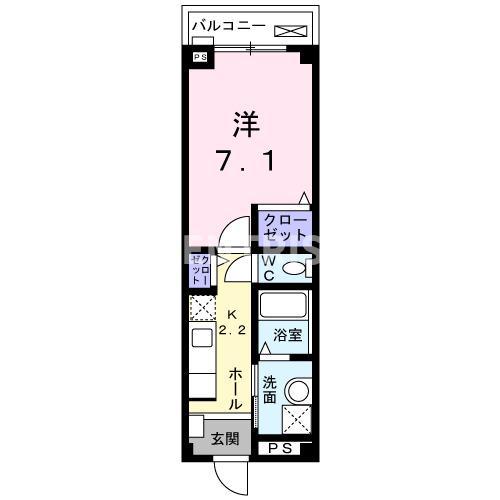 プリムローズ彦田(1K/2階)の間取り写真