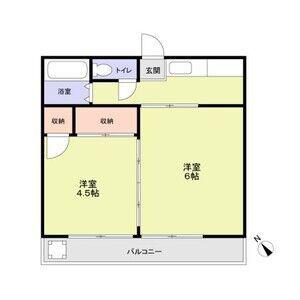 本間アパート(2K/1階)の間取り写真