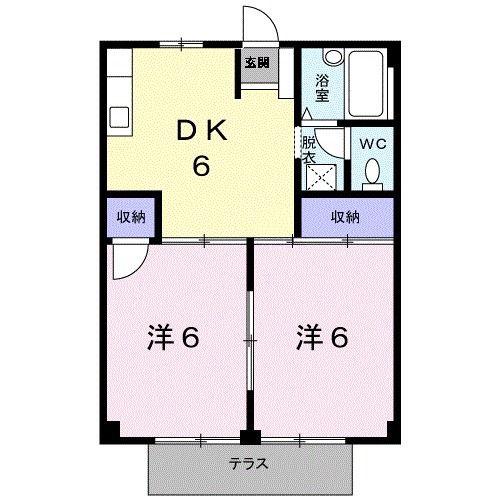メゾンCELINE(2DK/1階)の間取り写真