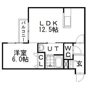 ジェルメ美園(1LDK/4階)の間取り写真
