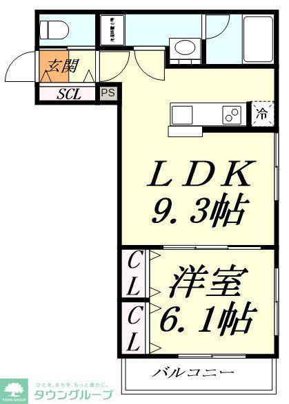 リュミエール新都心(1LDK/3階)の間取り写真