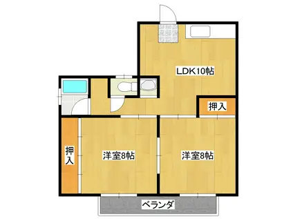 メゾン西部(2LDK/2階)の間取り写真