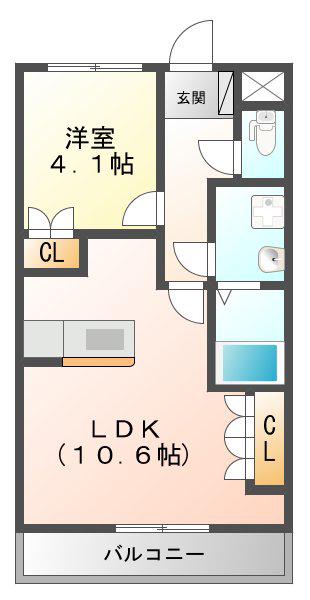ヴァン パイン コートA棟(1LDK/1階)の間取り写真