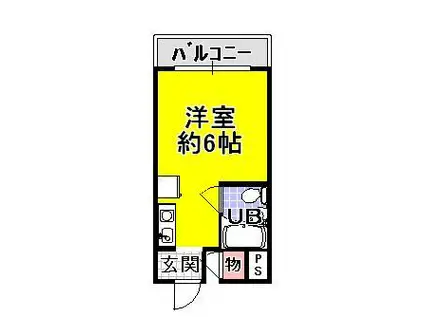 ロイヤルハイツ川西(ワンルーム/3階)の間取り写真