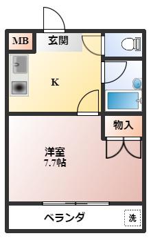 メゾン阪本(1DK/2階)の間取り写真