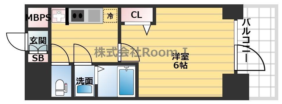 プレサンス松屋町ヴィゴラス(1K/7階)の間取り写真